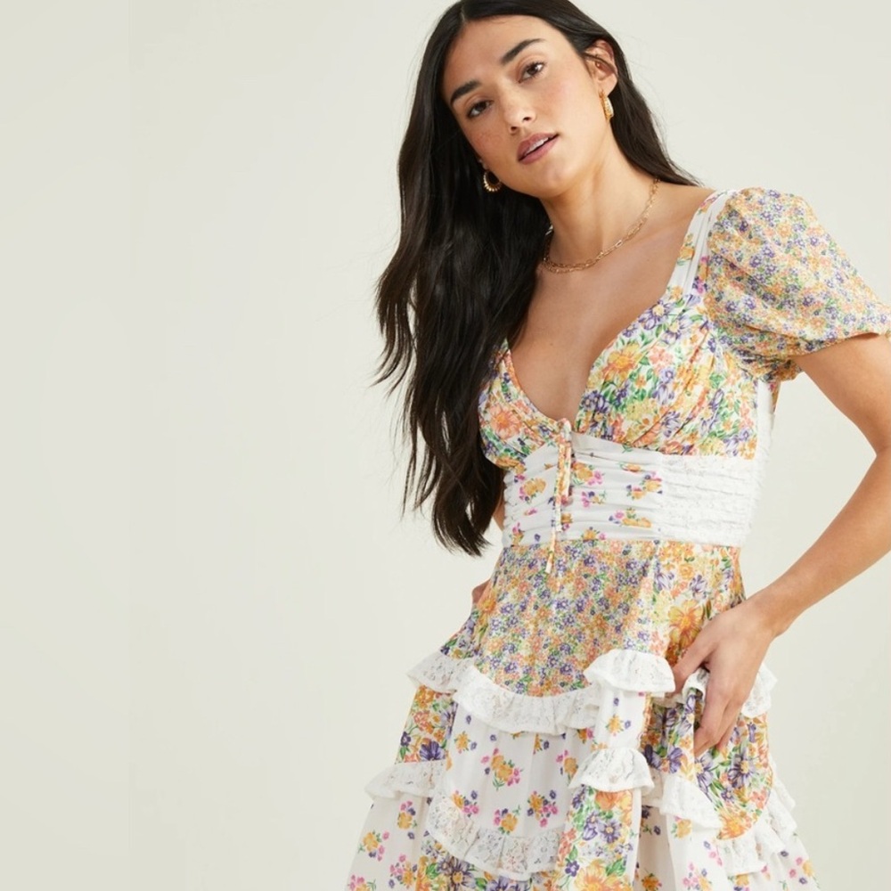 Altar’s State Aderny Patchwork Floral Dress